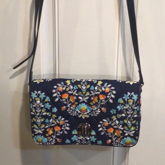 VERA BRADLEY SHOULDER BAG WITH LEATHER STRAP - Picture 1 of 11
